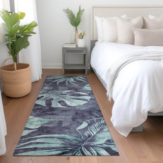 Piper Looms Chantille Floral ACN1887 Blue Machine Washable Area Rug Runner Lifestyle Image Feature
