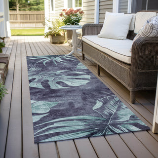 Piper Looms Chantille Floral ACN1887 Blue Machine Washable Area Rug Runner Outdoor Lifestyle Image Feature