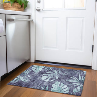 Piper Looms Chantille Floral ACN1887 Blue Machine Washable Area Rug Scatter Lifestyle Image Feature