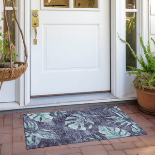 Piper Looms Chantille Floral ACN1887 Blue Machine Washable Area Rug Scatter Outdoor Lifestyle Image Feature