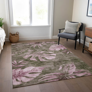 Piper Looms Chantille Floral ACN1887 Brown Machine Washable Area Rug Lifestyle Image Feature