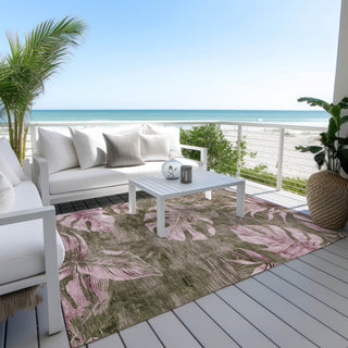 Piper Looms Chantille Floral ACN1887 Brown Machine Washable Area Rug Outdoor Lifestyle Image Feature