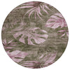 Piper Looms Chantille Floral ACN1887 Brown Machine Washable Area Rug Round Main Image