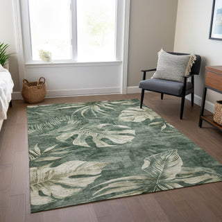 Piper Looms Chantille Floral ACN1887 Fern Machine Washable Area Rug Lifestyle Image Feature