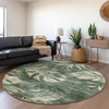 Piper Looms Chantille Floral ACN1887 Fern Machine Washable Area Rug Round Lifestyle Image Feature