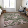 Piper Looms Chantille Floral ACN1887 Olive Machine Washable Area Rug Lifestyle Image Feature