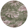 Piper Looms Chantille Floral ACN1887 Olive Machine Washable Area Rug Round Main Image