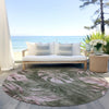 Piper Looms Chantille Floral ACN1887 Olive Machine Washable Area Rug Round Outdoor Lifestyle Image Feature