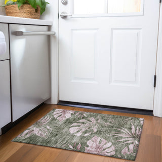 Piper Looms Chantille Floral ACN1887 Olive Machine Washable Area Rug Scatter Lifestyle Image Feature