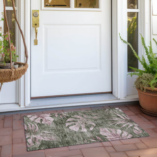 Piper Looms Chantille Floral ACN1887 Olive Machine Washable Area Rug Scatter Outdoor Lifestyle Image Feature