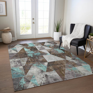 Piper Looms Chantille Geometric ACN1888 Chocolate Machine Washable Area Rug Lifestyle Image Feature