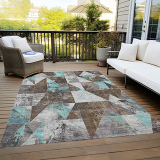 Piper Looms Chantille Geometric ACN1888 Chocolate Machine Washable Area Rug Outdoor Lifestyle Image Feature
