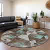 Piper Looms Chantille Geometric ACN1888 Chocolate Machine Washable Area Rug Round Lifestyle Image Feature