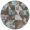 Piper Looms Chantille Geometric ACN1888 Chocolate Machine Washable Area Rug Round Main Image