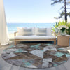 Piper Looms Chantille Geometric ACN1888 Chocolate Machine Washable Area Rug Round Outdoor Lifestyle Image Feature