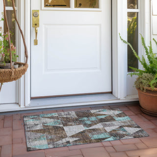Piper Looms Chantille Geometric ACN1888 Chocolate Machine Washable Area Rug Scatter Outdoor Lifestyle Image Feature