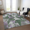 Piper Looms Chantille Geometric ACN1888 Emerald Machine Washable Area Rug Lifestyle Image Feature