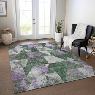 Piper Looms Chantille Geometric ACN1888 Emerald Machine Washable Area Rug Lifestyle Image Feature