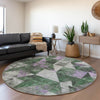 Piper Looms Chantille Geometric ACN1888 Emerald Machine Washable Area Rug Round Lifestyle Image Feature