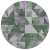 Piper Looms Chantille Geometric ACN1888 Emerald Machine Washable Area Rug Round Main Image