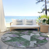 Piper Looms Chantille Geometric ACN1888 Emerald Machine Washable Area Rug Round Outdoor Lifestyle Image Feature