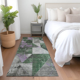 Piper Looms Chantille Geometric ACN1888 Emerald Machine Washable Area Rug Runner Lifestyle Image Feature