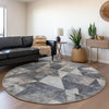 Piper Looms Chantille Geometric ACN1888 Gray Machine Washable Area Rug Round Lifestyle Image Feature