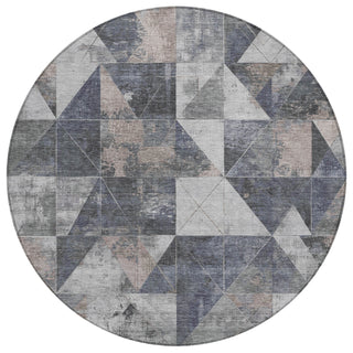 Piper Looms Chantille Geometric ACN1888 Gray Machine Washable Area Rug Round Main Image