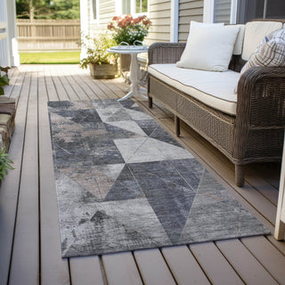 Piper Looms Chantille Geometric ACN1888 Gray Machine Washable Area Rug Runner Outdoor Lifestyle Image Feature