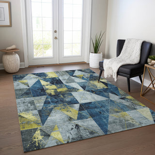 Piper Looms Chantille Geometric ACN1888 Navy Machine Washable Area Rug Lifestyle Image Feature