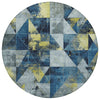 Piper Looms Chantille Geometric ACN1888 Navy Machine Washable Area Rug Round Main Image