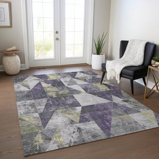 Piper Looms Chantille Geometric ACN1888 Purple Machine Washable Area Rug Lifestyle Image Feature