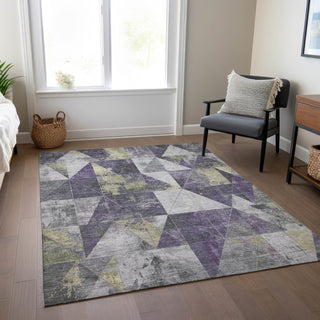 Piper Looms Chantille Geometric ACN1888 Purple Machine Washable Area Rug Lifestyle Image Feature