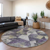 Piper Looms Chantille Geometric ACN1888 Purple Machine Washable Area Rug Round Lifestyle Image Feature