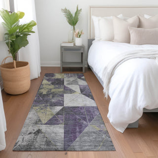 Piper Looms Chantille Geometric ACN1888 Purple Machine Washable Area Rug Runner Lifestyle Image Feature