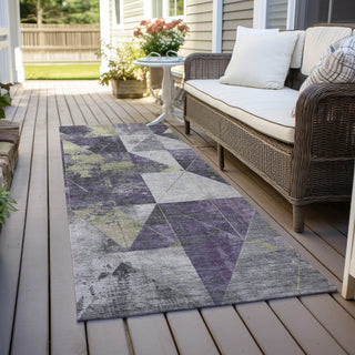 Piper Looms Chantille Geometric ACN1888 Purple Machine Washable Area Rug Runner Outdoor Lifestyle Image Feature