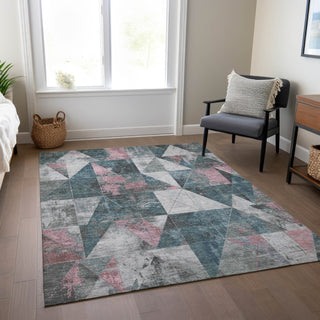 Piper Looms Chantille Geometric ACN1888 Seafoam Machine Washable Area Rug Lifestyle Image Feature