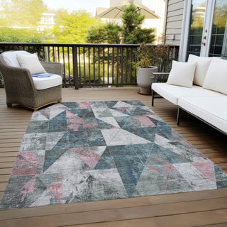 Piper Looms Chantille Geometric ACN1888 Seafoam Machine Washable Area Rug Outdoor Lifestyle Image Feature