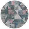 Piper Looms Chantille Geometric ACN1888 Seafoam Machine Washable Area Rug Round Main Image