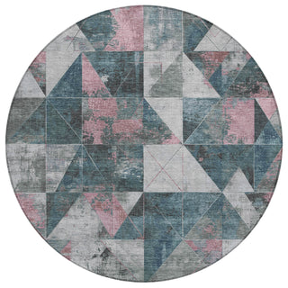 Piper Looms Chantille Geometric ACN1888 Seafoam Machine Washable Area Rug Round Main Image