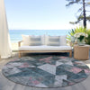 Piper Looms Chantille Geometric ACN1888 Seafoam Machine Washable Area Rug Round Outdoor Lifestyle Image Feature