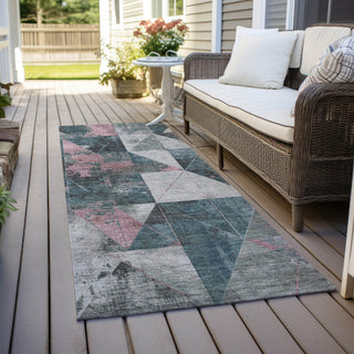 Piper Looms Chantille Geometric ACN1888 Seafoam Machine Washable Area Rug Runner Outdoor Lifestyle Image Feature