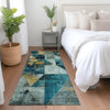 Piper Looms Chantille Geometric ACN1888 Teal Machine Washable Area Rug Runner Lifestyle Image Feature
