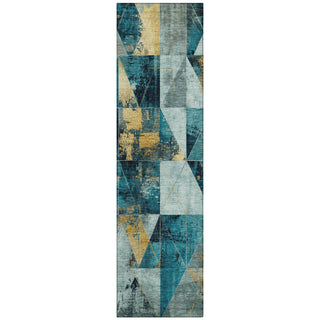 Piper Looms Chantille Geometric ACN1888 Teal Machine Washable Area Rug Runner Main Image