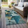 Piper Looms Chantille Geometric ACN1888 Teal Machine Washable Area Rug Runner Outdoor Lifestyle Image Feature