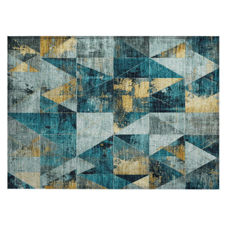 Piper Looms Chantille Geometric ACN1888 Teal Machine Washable Area Rug Scatter Main Image