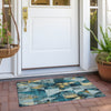 Piper Looms Chantille Geometric ACN1888 Teal Machine Washable Area Rug Scatter Outdoor Lifestyle Image Feature