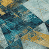Piper Looms Chantille Geometric ACN1888 Teal Machine Washable Area Rug Swatch Image
