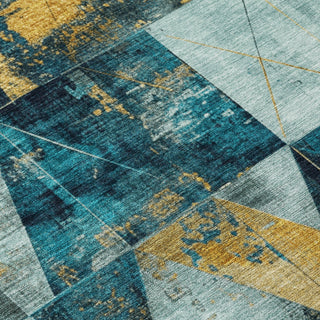 Piper Looms Chantille Geometric ACN1888 Teal Machine Washable Area Rug Swatch Image