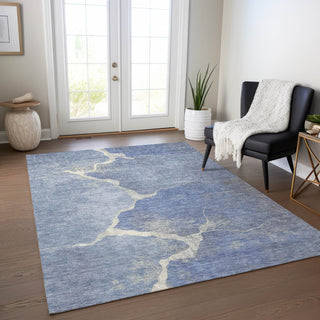 Piper Looms Chantille Abstract ACN1889 Denim Machine Washable Area Rug Lifestyle Image Feature